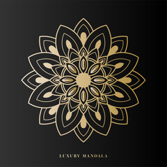 Luxury Mandala Art Design Vector with golden color premium luxury, on black background, Design for a wallpaper Paint, illustration Vector EPS 10