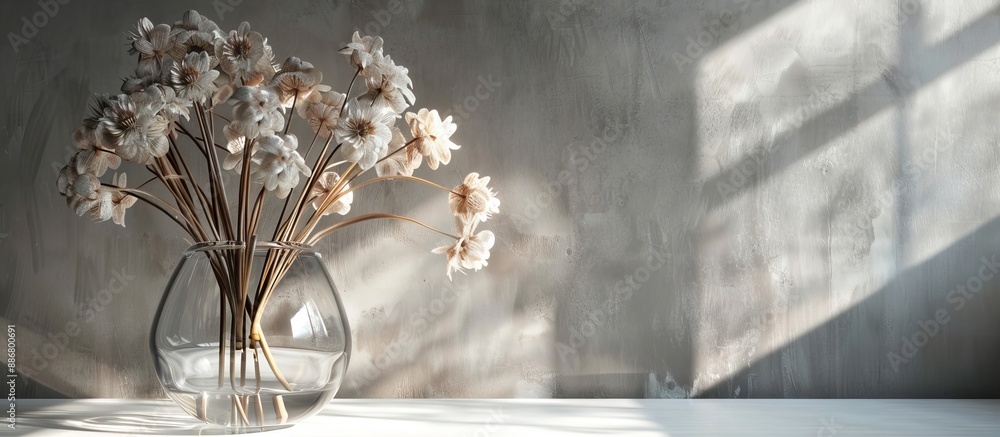 Aufkleber a glass vase with a bouquet of decorative flowering onions creating a pleasing and stylish copy spac