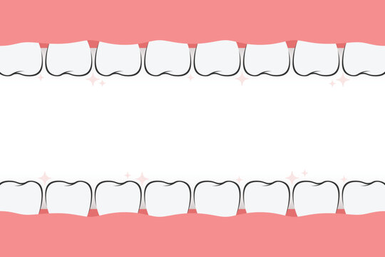 Frame of teeth banner. Tooth border medicine concept. Teeth oral dental Inspection Banner