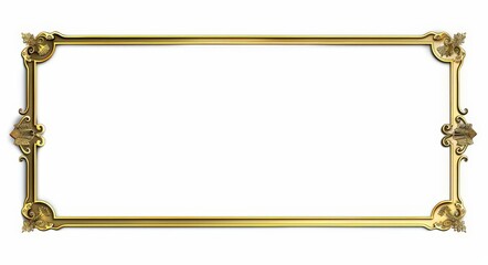 This high-resolution, transparent PNG image features a vintage gold rectangle frame in an oriental style, perfect for web presentations or as a decorative border.