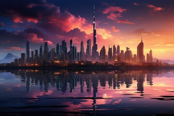 Obraz premium Dubai Areial View with high building of the bird eye, generative IA