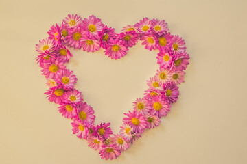 heart floral composition, isolated, copy space