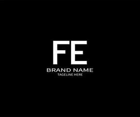 FE letter logo creative design. FE unique design. FE letter logo design on black background.
