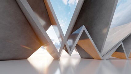 3d render abstract architecture background building geometric shape