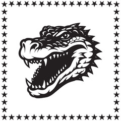 Alligator Face Silhouette Vector Cute Alligator Face With Round Star On White Background