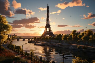 Obraz premium Eiffel Tower is famous and the best destinations in Paris and France., generative IA