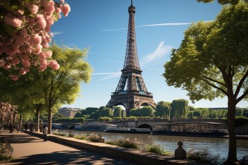 Fototapeta premium Eiffel Tower is famous and the best destinations in Paris and France., generative IA