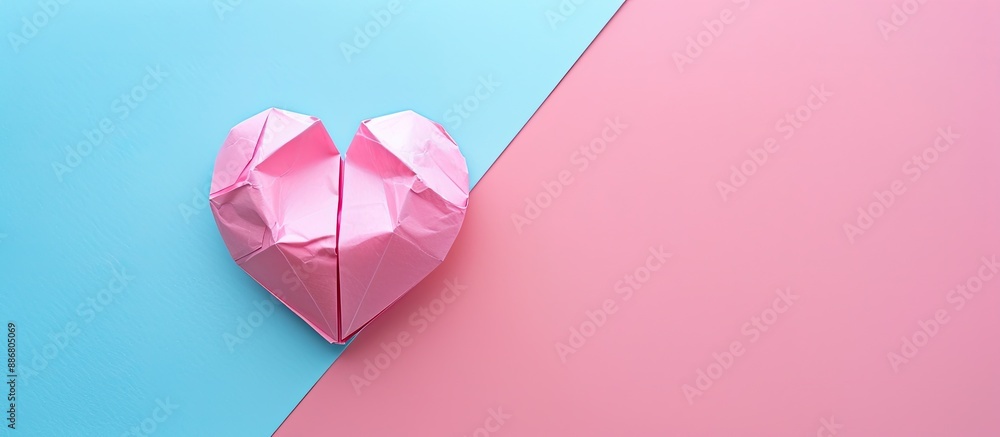 Aufkleber a paper pink heart rests on a punchy pastel backdrop, presenting a romantic valentine's day theme wi