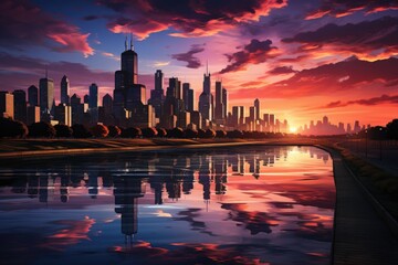 Obraz premium Sketch of the white 3D map on the reflective surface of the black mirror, generative IA