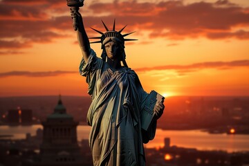 Fototapeta premium Liberty New York American Symbol US statue, generative IA