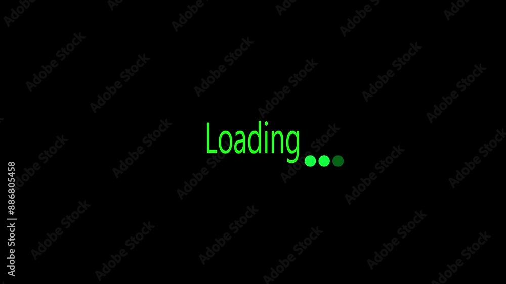 Poster loading progress bar animation icon . green color black background.