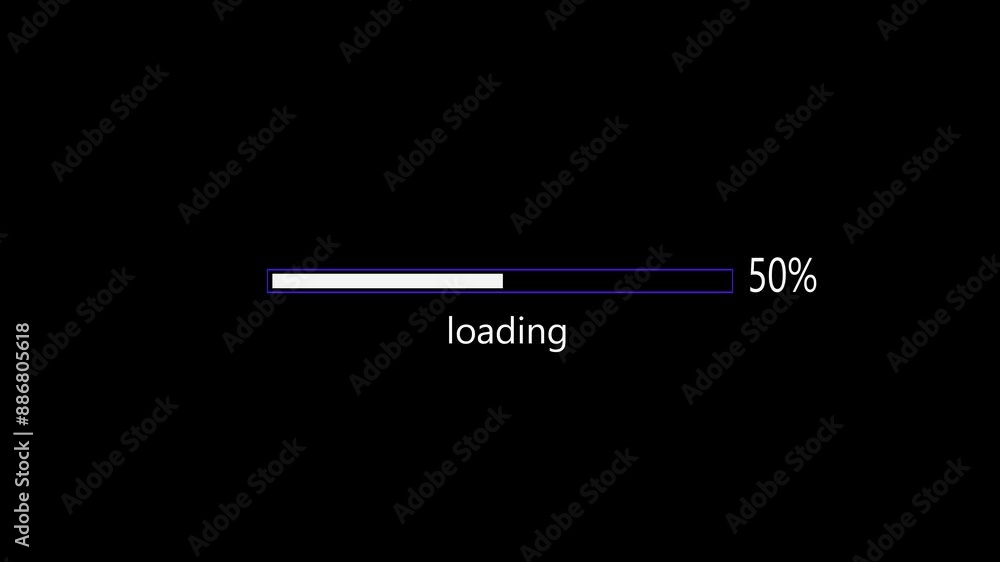 Poster loading bar processing and white color in black background,