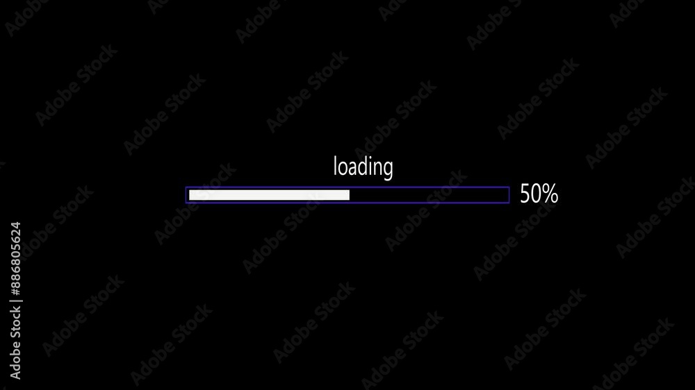 Poster loading bar processing and white color in black background,