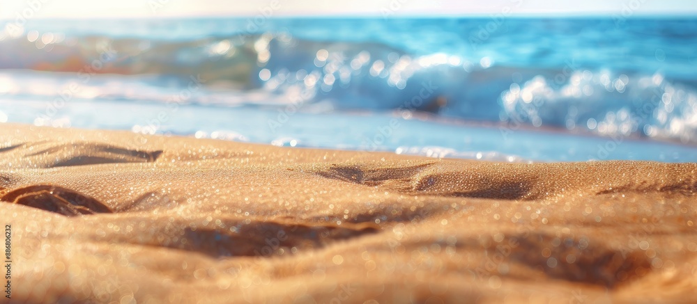 Poster sand with a serene beach background providing ample copy space image.