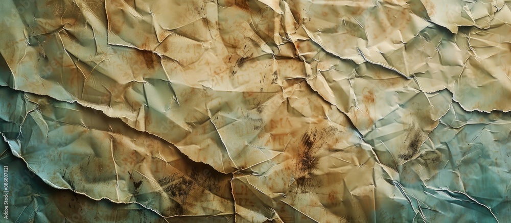 Poster Vintage paper with creases and folds providing a textured backdrop with a distressed appearance for a copy space image.
