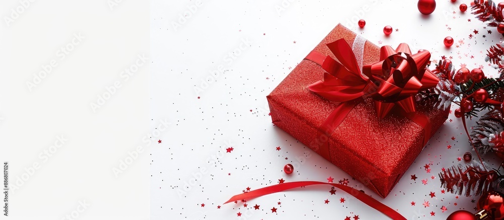 Aufkleber Christmas gift displayed elegantly on a white background, perfect for adding text or graphics in the copy space image.