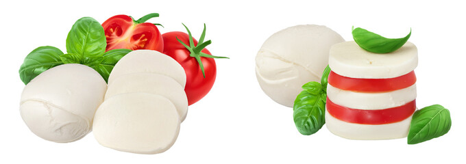 Mozzarella cheese sliced isolated on white background with full depth of field