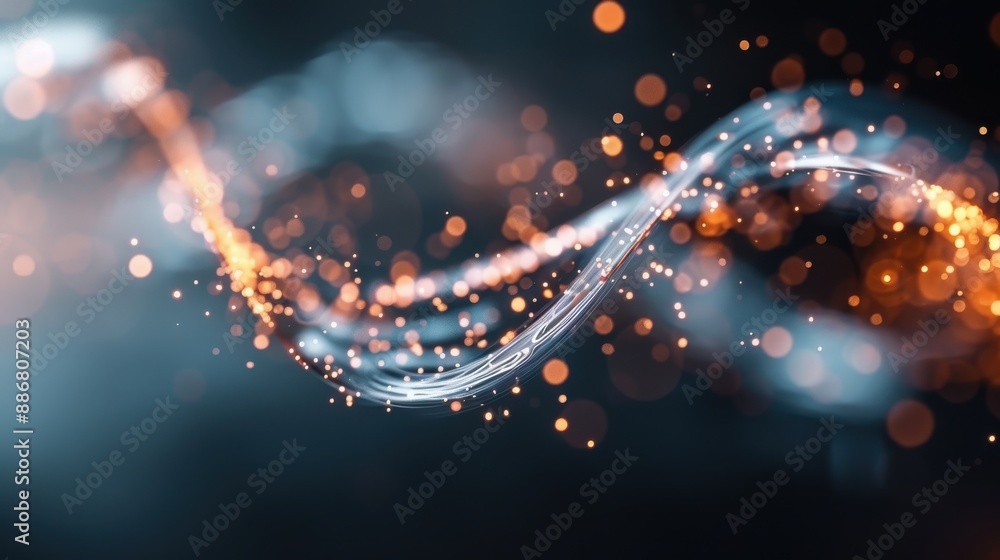 Poster an abstract representation of glowing particles flowing smoothly, capturing the essence of motion an