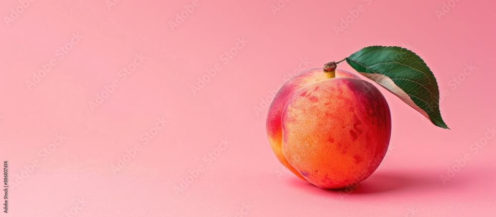 Aufkleber a juicy peach on a gentle pastel backdrop with copy space image.