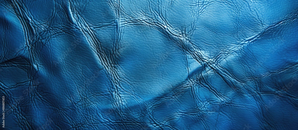 Poster an abstract blue artificial leather texture that serves as a background for design, with copy space 