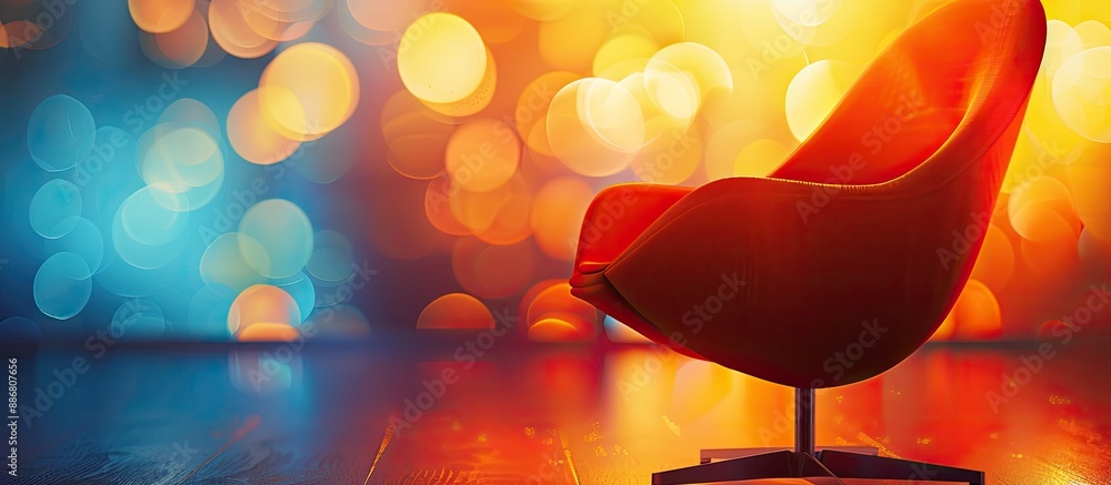Poster abstract blurred bokeh background with a modern chair as the focal point, perfect as a copy space im
