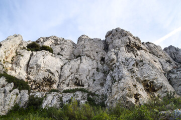 Rock formations in Calanques National Park next to Marseille, South of France.
