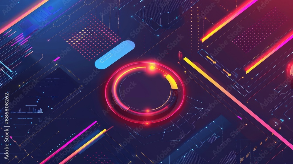 Poster futuristic abstract technology background with glowing elements and digital patterns, perfect for in