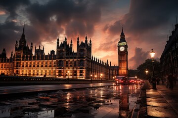 Fototapeta premium HDR Houses of Parliament in London, generative IA