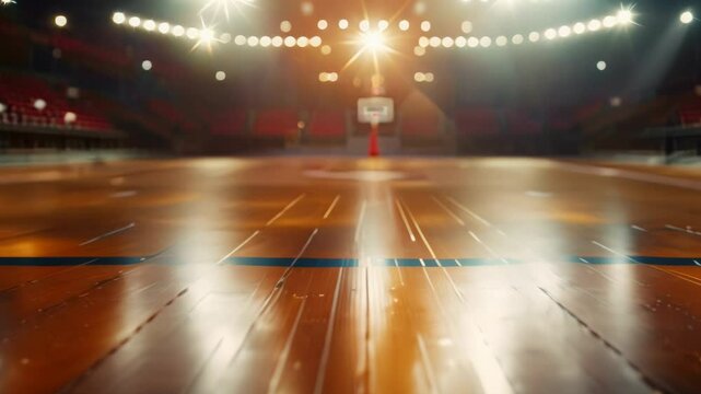 Professional basketball court, empty sport arena background
