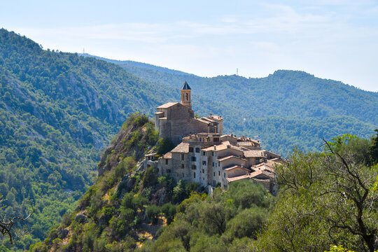 Panoramic view of the medieval Peillon Village in South of France.