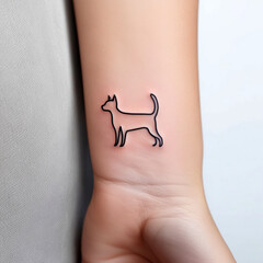 Minimalist dog tattoo on hand.
