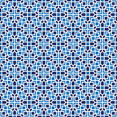 Blue islamic geometric seamless pattern design for decorating, wallpaper, wrapping paper,fabric, backdrop and etc.