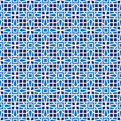 Blue islamic geometric seamless pattern design for decorating, wallpaper, wrapping paper,fabric, backdrop and etc.