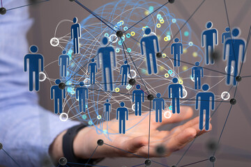 Global network. Blockchain. 3D illustration. Neural networks and artificial intelligence. Abstract
