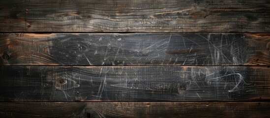 A blackboard displayed on a rustic wooden background, providing ample copy space for text or images.