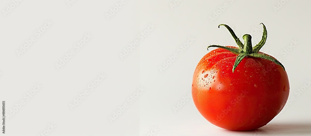 Poster a ripe tomato with copy space image.
