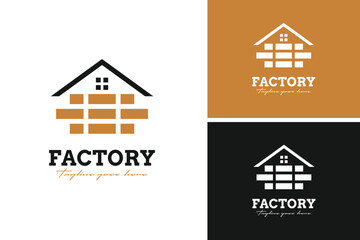 Brick factory logo design vector illustration template idea