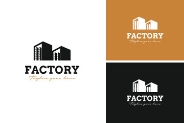 Naklejka premium Brick factory logo design vector illustration template idea