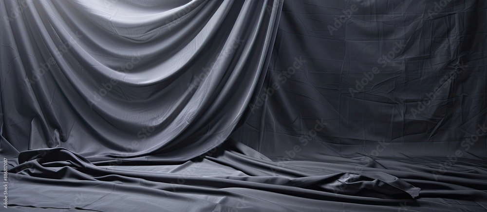 Poster monochromatic gray fabric backdrop with space for text and images.