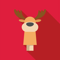 Minimalist illustration of a reindeer puppet on a red background representing christmas festivities