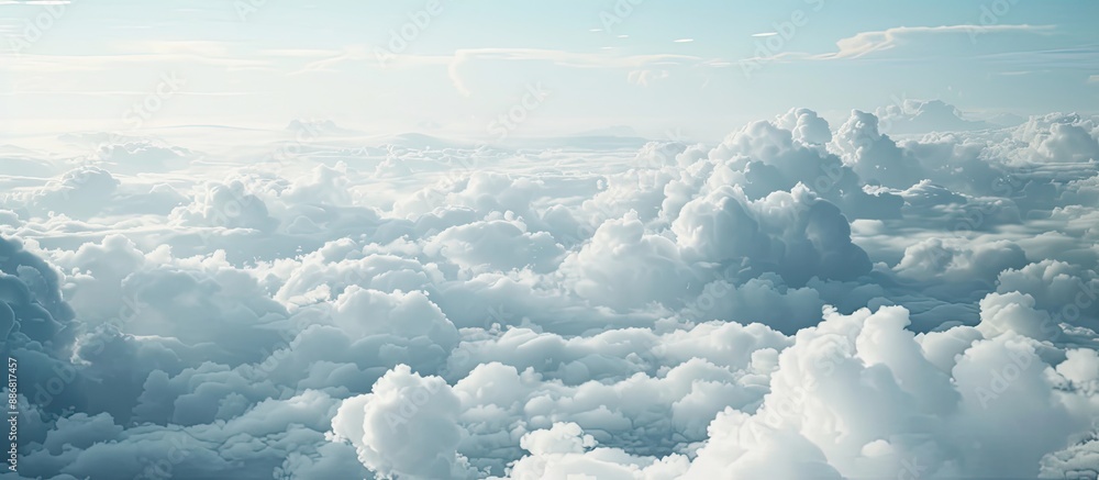 Aufkleber copy space image of a sky scenery filled with fluffy white clouds.