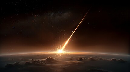 Cosmic phenomena of a gamma-ray burst erupting from a distant galaxy, with intense radiation and energy emissions. Illustration, Image, , Minimalism,