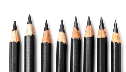 Different graphite pencils isolated on white, set