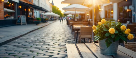 Fototapeta premium tables and umbrellas