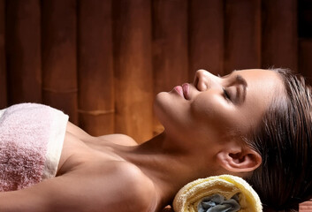 Woman relaxing in a spa