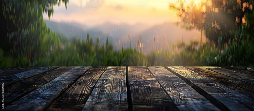 Leinwandbilder blurry nature background with visible copy space image on the table top.
