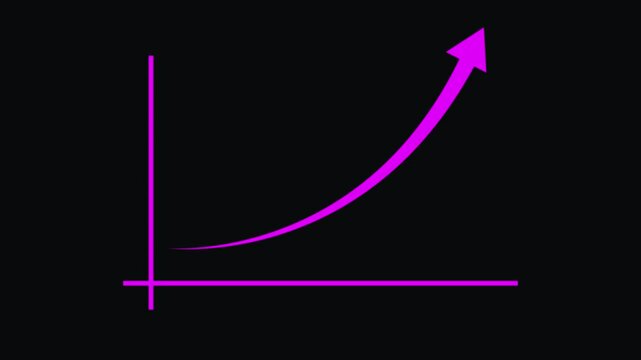 Business grow-ting arrow. Rising bar follow the arrow. Abstract neon arrow growth , success concept. Profit growing icon animation.