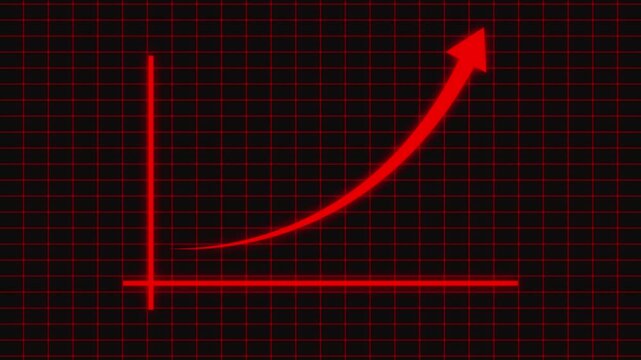 Business grow-ting arrow. Rising bar follow the arrow. Abstract neon arrow growth , success concept. Profit growing icon animation.