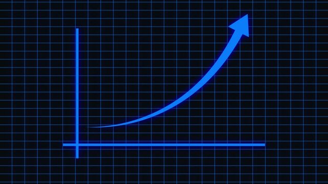 Business grow-ting arrow. Rising bar follow the arrow. Abstract neon arrow growth , success concept. Profit growing icon animation.