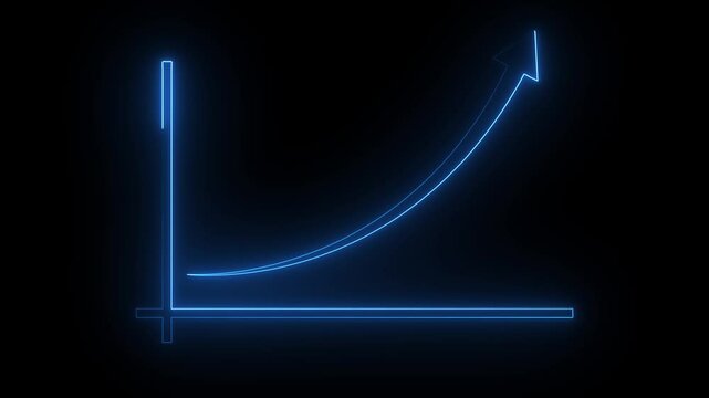 Business grow-ting arrow. Rising bar follow the arrow. Abstract neon arrow growth , success concept. Profit growing icon animation.